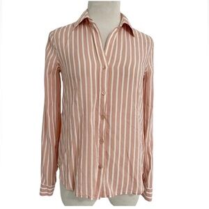 L'AGENCE Blush and White Striped Button Down Shirt